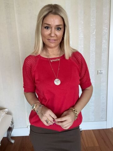 Zenya Kırmızı Büyük Beden Triko