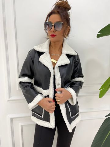 Mita Siyah Deri Ceket