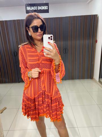 Noira Orange Elbise
