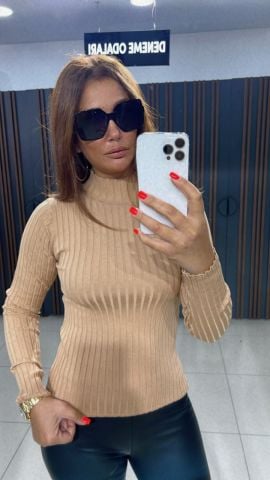 Fitilli Camel Balıkçı Triko