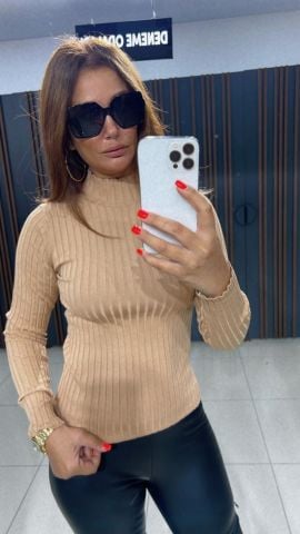 Fitilli Camel Balıkçı Triko