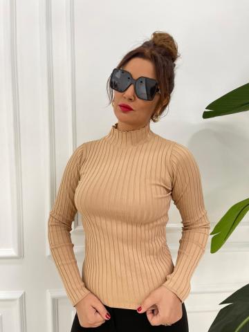 Fitilli Camel Balıkçı Triko