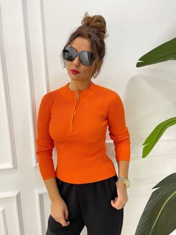 Fermuarlı Turuncu Body