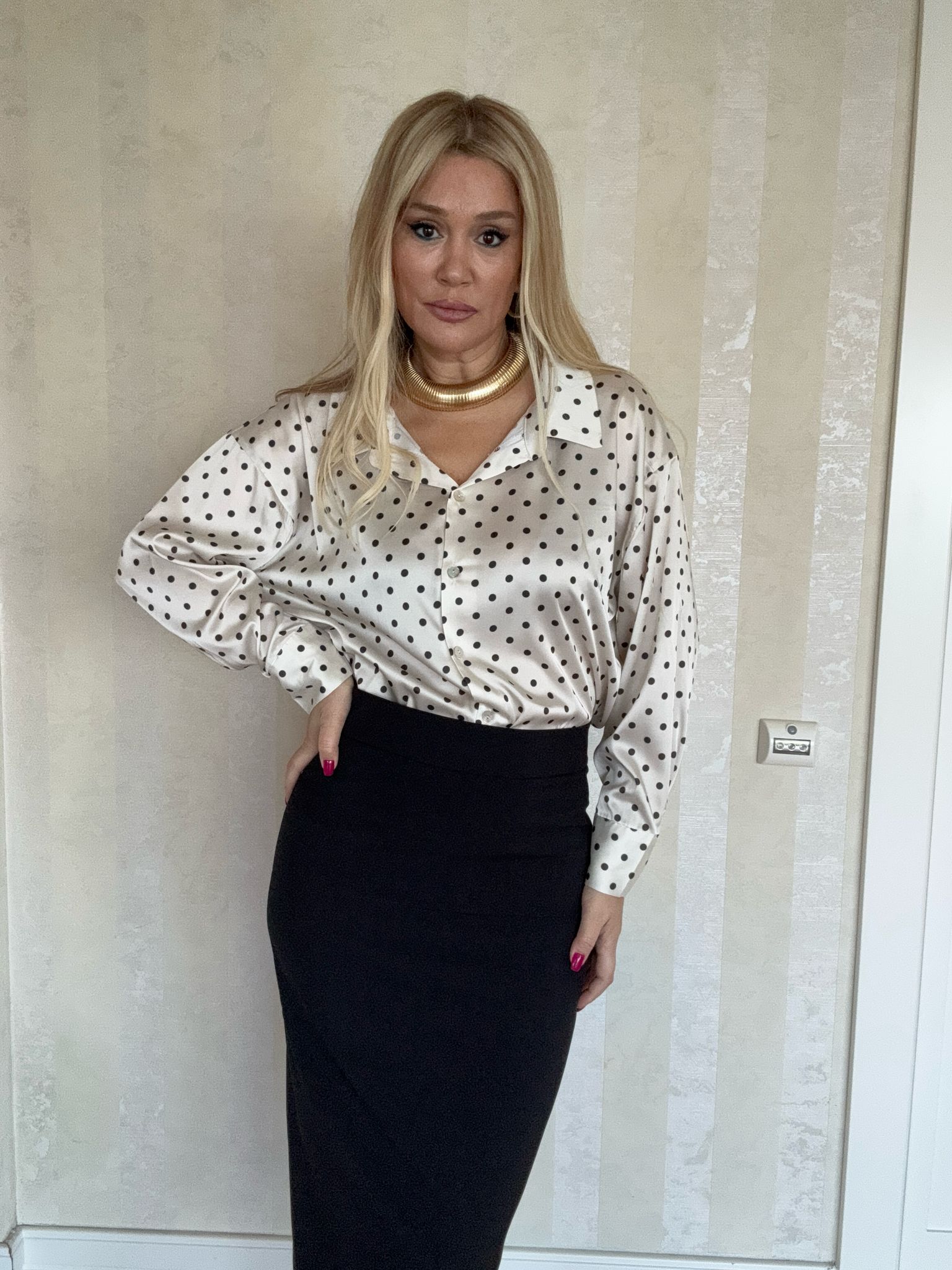 Mitta Siyah Puantiyeli Gömlek