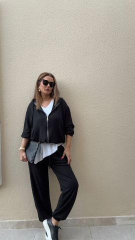 Zumba Siyah Fermuarlı Takım