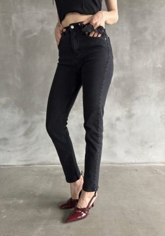 Mote Kadın Koyu Füme Jean