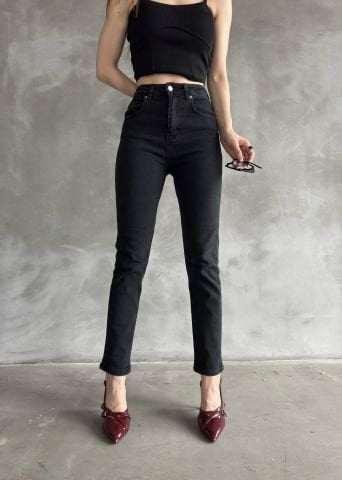 Mote Kadın Koyu Füme Jean