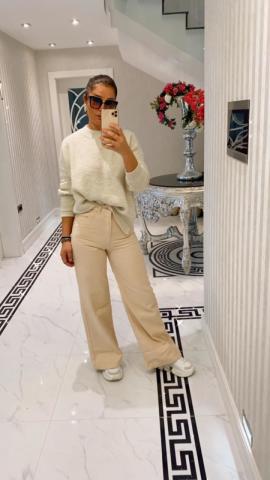 İspanyol Paça Bej Pantalon