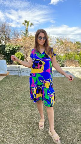 Carolina Kadın Saks Elbise
