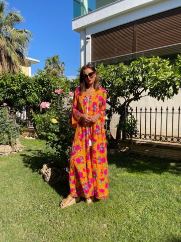 Boho Turuncu Elbise