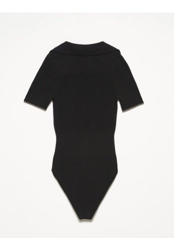 Polo Yaka Siyah Bodysuit