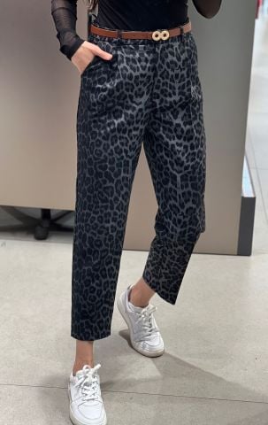 Finla Boru Paça Leopar Siyah Pantolon