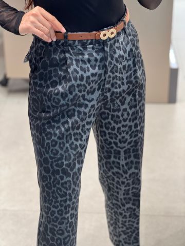 Finla Boru Paça Leopar Siyah Pantolon
