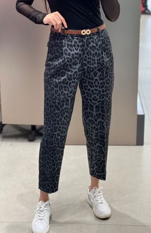 Finla Boru Paça Leopar Siyah Pantolon