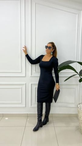 Emma Kadın Siyah Midi Elbise