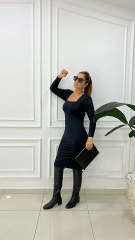 Emma Kadın Siyah Midi Elbise