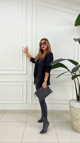 Sity Kadın Siyah Kol Büzgülü Blazer