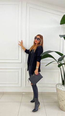 Sity Kadın Siyah Kol Büzgülü Blazer