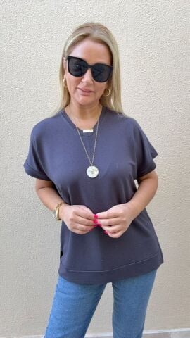 Luse Antrasit Taşlı Bluz Antrasit - L-XL