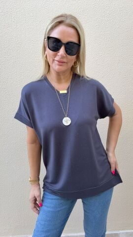 Luse Antrasit Taşlı Bluz Antrasit - L-XL